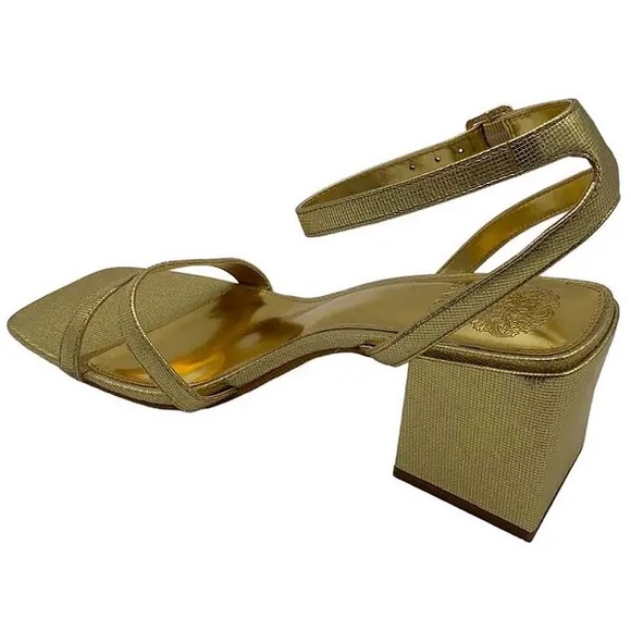 Vince Camuto Leather Heeled Sandals Jarenn Gold - Picture 2 of 3